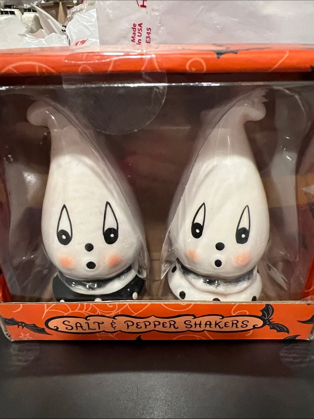 Johanna Parker Ghost Gus Salt & Pepper Shakers - White with Black Accents